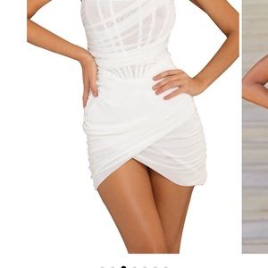 Heiress White boned dress